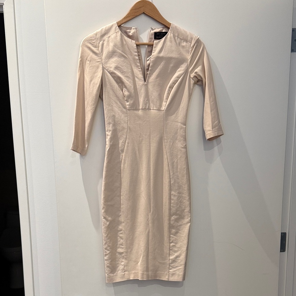 Ted Baker Cream Long Sleeve Dress